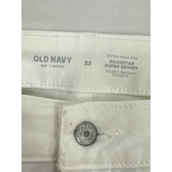 Old Navy Womens Sz 22 White Extra High Rise Rockstar Skinny Raw Hem Slit Jeans‎ - Picture 7 of 8